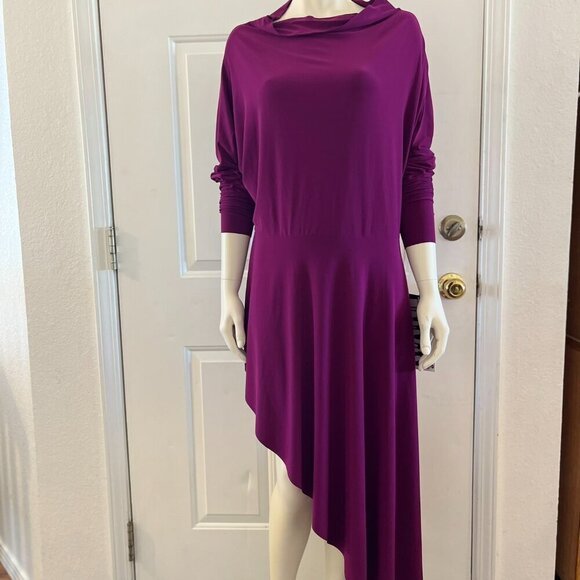 Norma Kamali Raspberry All In One Hi-Low Dress Sz LR - Picture 2 of 15
